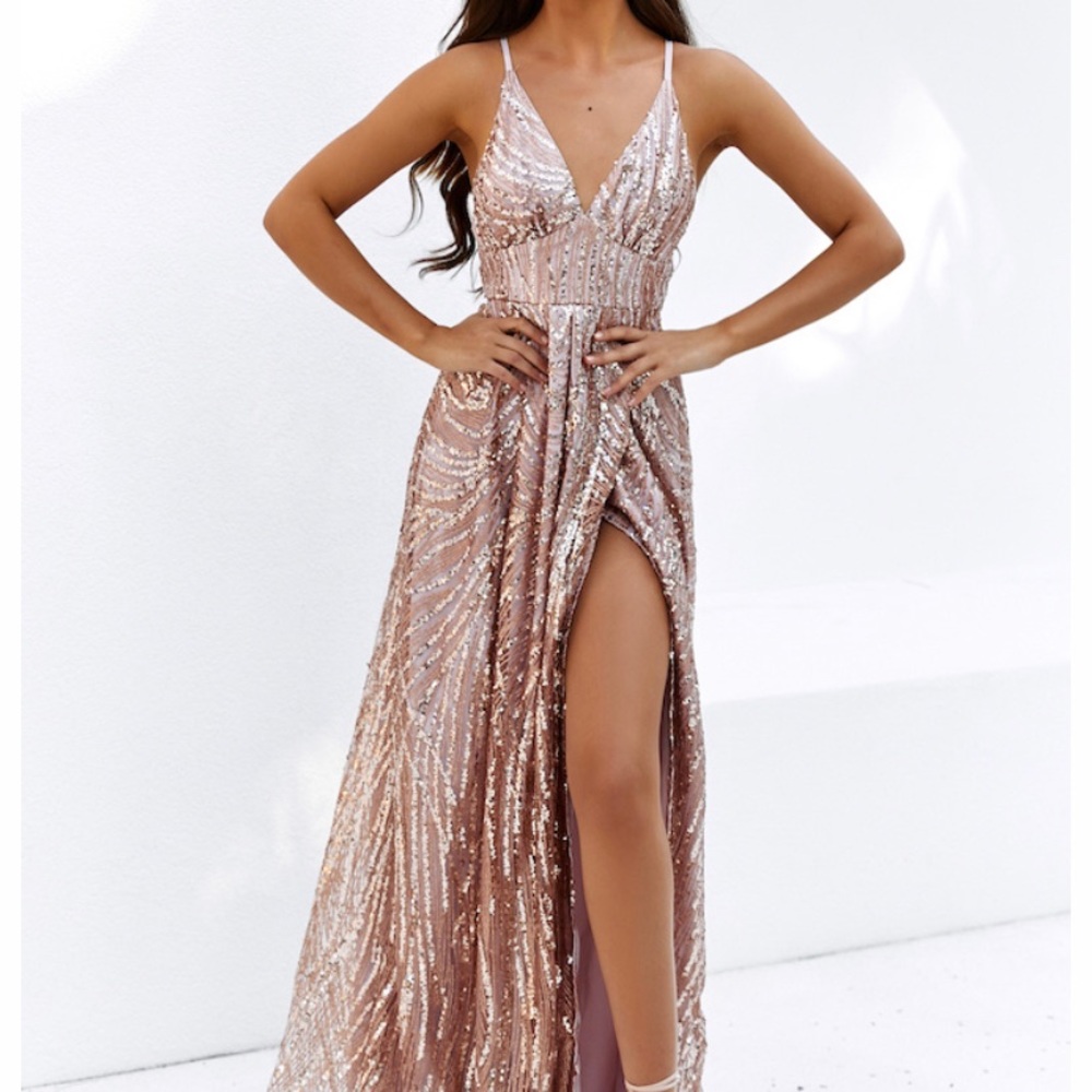 Rose gold glitter and sequins embellished